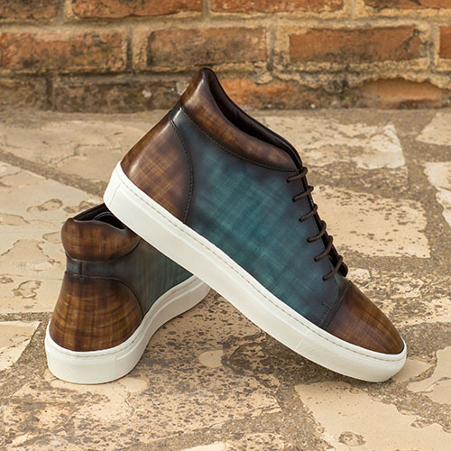 High Top handmade patina turquesa y marrón
